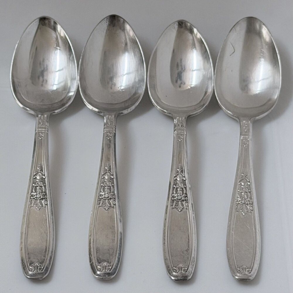 4pc 1847 Rogers Bros Ambassador Teaspoons 6” Silverplate 1919